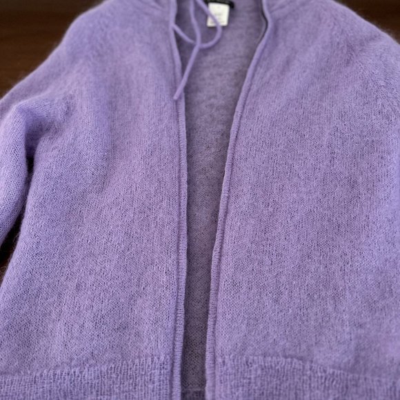 J Crew Deep Purple Mohair Blend Cardigan with Full Zip Turtle Neckline Size L - Picture 5 of 7